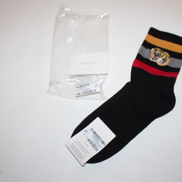 Gucci Little Williams Tiger Mid-Calf Embroidered Socks Black Mens Size Medium/11 - Picture 6 of 9